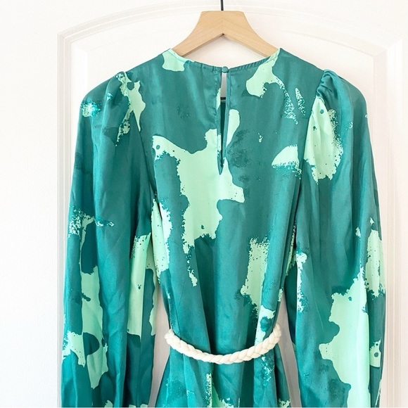 ALEXIS x Target Green Puff Sleeve Rope Belt Mini Dress Sz XS - Picture 6 of 12